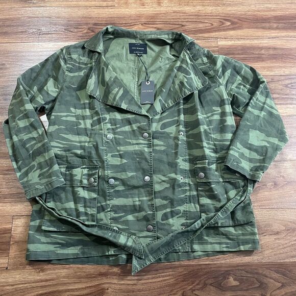 Lucky Brand Jackets & Blazers - NWT Lucky Brand Womens Camo Belted Utility Jacket Size Large Olive Multi Green